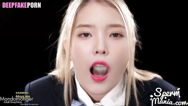 Lots of cumshots in IU's mouth - she swallows (진짜 가짜 아이유) [PREMIUM]