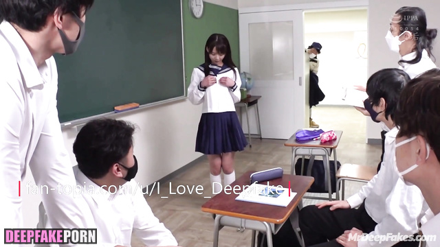 AI Zhao Jinmai showed off her hairy pussy at school (深度伪造 趙今麥)