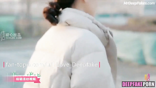 Hot, fake stewardess Fan Bingbing made blowjob before flight / 范冰冰 深度伪造