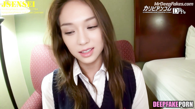 Asian babe Winter doggystyle fuck in skirt, fake / 윈터 에스파