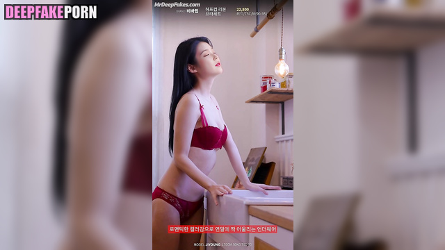Sweet babe IU in red hot underwear sex scene - 아이유 딥 페이크 비디오