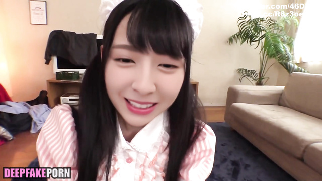 Slutty maid Kanemura Miku is on her knees in front of a cock 金村美玖 顔交換 [PREMIUM]