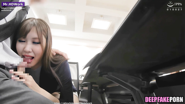 Office sex scenes - Rose sucking his cock under a table / 로제 블랙핑크