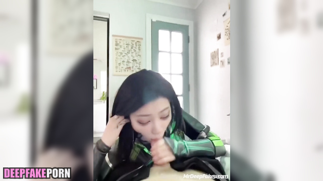 Snowbabyyx sucking cock in too hot fetish suit, fakeapp