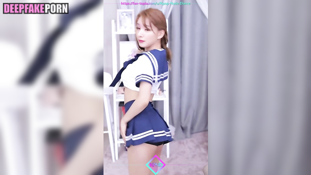 Sexy Sana dancing in schoolgirl suit, real fake (トゥワイス セックスシーン) [PREMIUM]