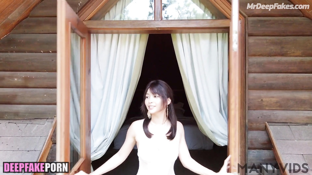 Japanese girl in charming lingerie in a country house