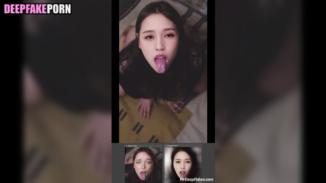 Adult Mina shows her sexy tongue on camera (トゥワイス 本物の偽物)