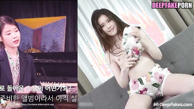 Deepfake 딥페이크 sexy IU 아이유 squirts so strong in front of two guys