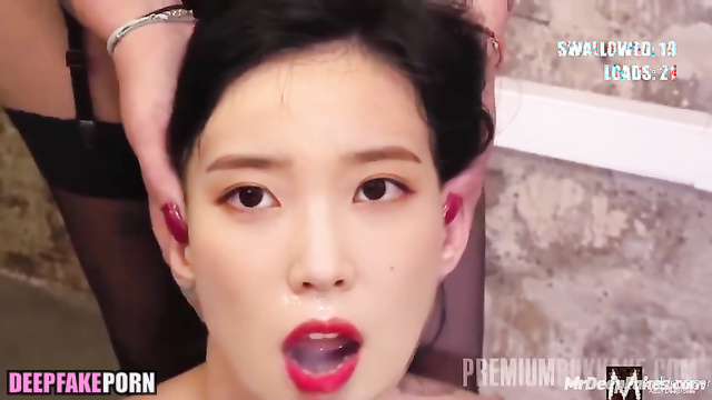 Her pretty red lips were cumed to the fullest / IU (아이유 섹스 테이프) fakeapp