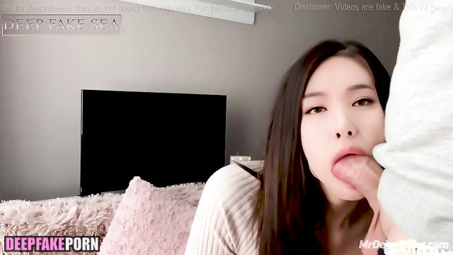 トゥワイス セックステープ Nayeon making cool blowjob in small white socks - face swap