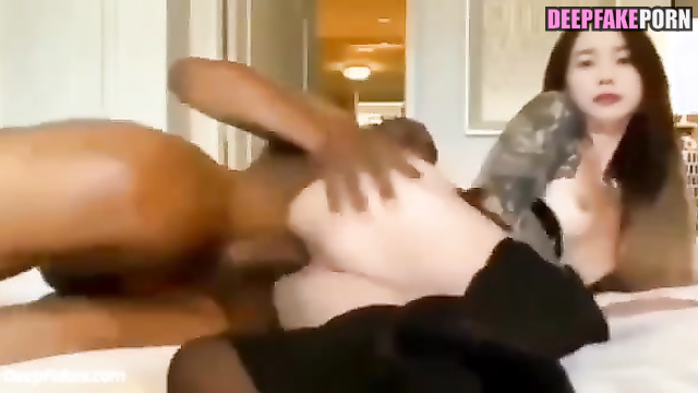 Skinny asian star and slutty black prince / IU (아이유 딥 러닝 프로그램) real fake