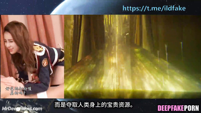 Brunette making blowjob and thinking about space, fake Angelababy (楊穎 網紅)