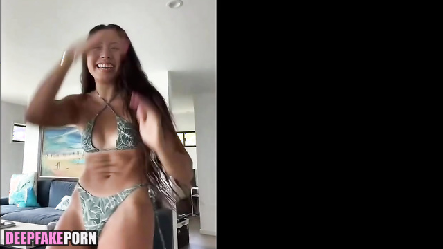 Fake Joanne Chew 林九恩 智能換臉 touching black and white cocks at the same time