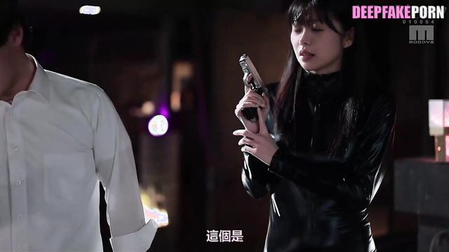 Sexy girl in high boots enjoying attention of two men, ai Karina 카리나 에스파