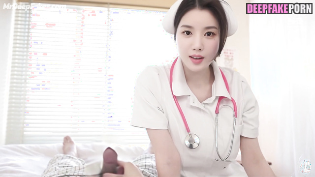 Patient jerking off on busty nurse / アイズワン フェイクポルノ Eunbi in fake porn