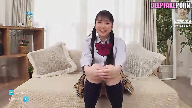 Slutty schoolgirl Wonhee (원희) indulges in solo masturbation, fakeapp