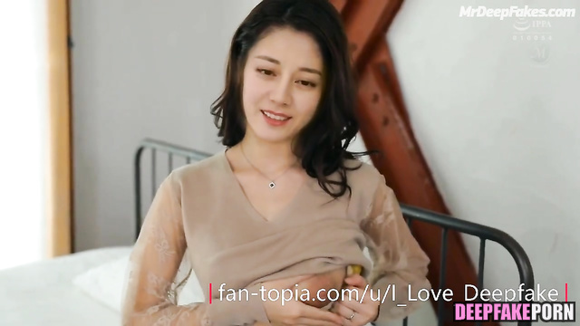 Dilireba squeezes her big boobs and cums deepfake (智能換臉) 迪力木拉提